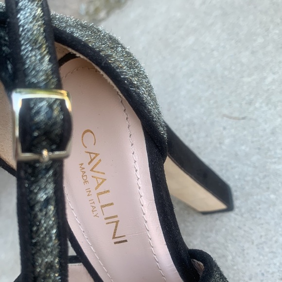 Cavallini Made In Italy Leather Iridescent Platform Peep Toe T Strap High Heels - Picture 13 of 14